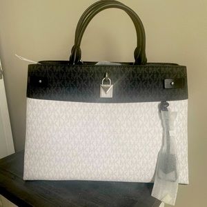 NWT MK Gramercy Large Two-Tone Logo Satchel
